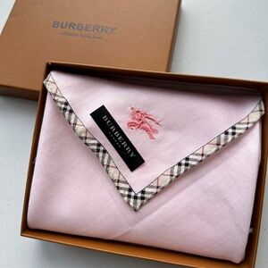 100% Authentic NWT Burberry Pink Tartan Scarf Handkerchief Made in Japan